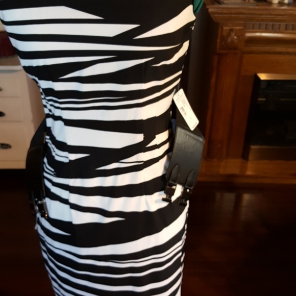 NWT white and black size 4 dress with belt - Picture 5 of 7
